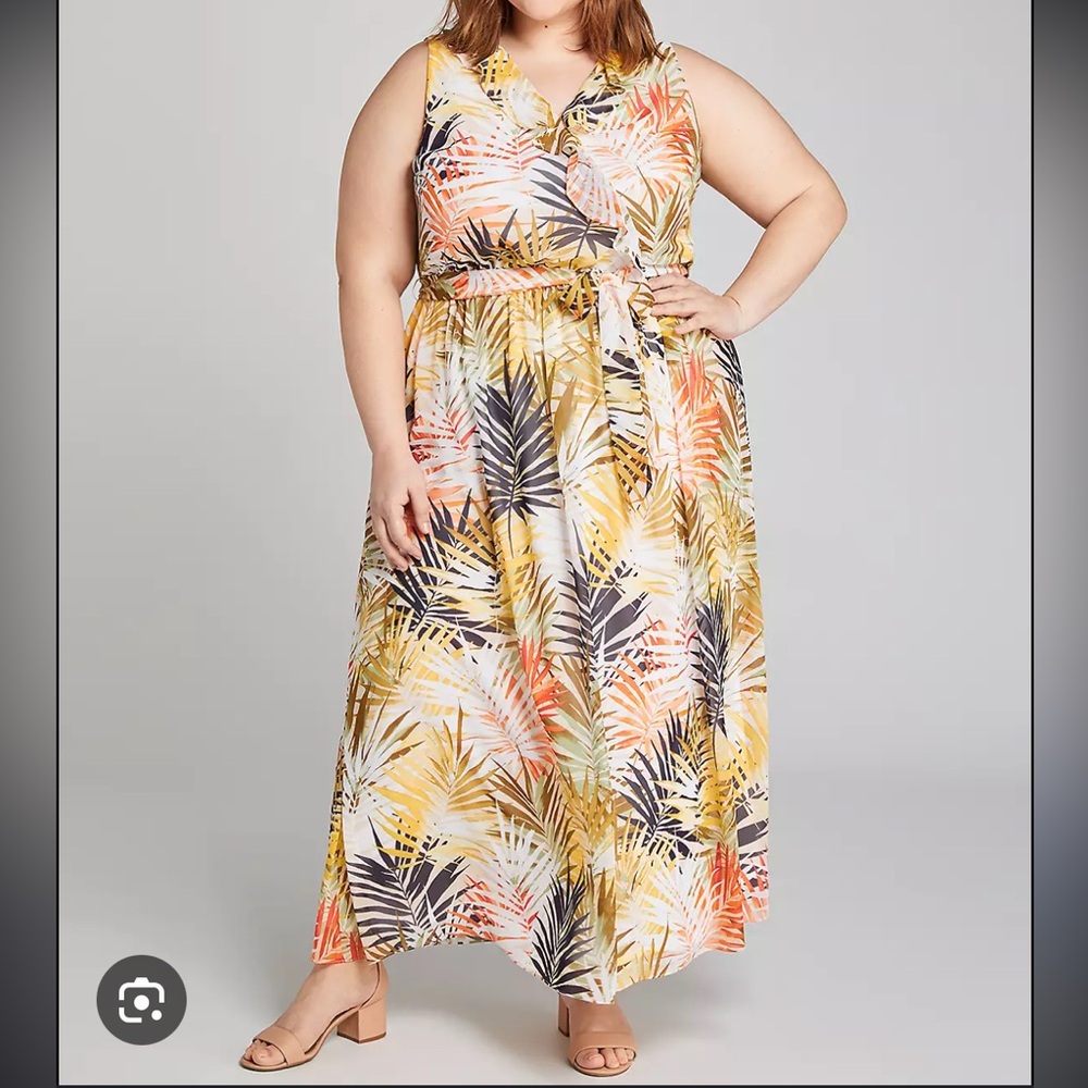 Lane‎ Bryant Ruffled Chiffon Maxi Dress, Size 20, NWT
